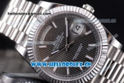 Rolex Day-Date II Swiss ETA 2836 Automatic Stainless Steel Case/Bracelet with Black Dial and Stick Markers (BP)