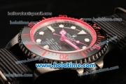 Rolex Sea-Dweller Deepsea Asia 2813 Automatic PVD Case with Black Nylon Strap and Hot Pink Diver Index