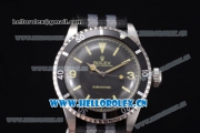 Rolex Submariner Vintage Asia 2813 Automatic Steel Case with Black Dial Stick/Arabic Number Markers and Black/Grey Nylon Strap