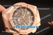 Hublot Classic Fusion Aerofusion Chronograph Orlinski Japanese Miyota OS20 Quartz Rose Gold Case with Black Dial Stick Markers and Black Rubber Strap