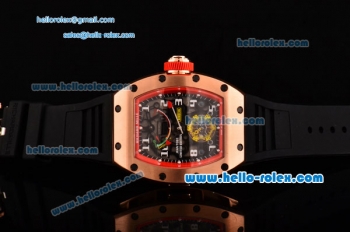 Richard Mille RM036 ST28-UP Automatic Rose Gold Case with Black Rubber Strap White Markers and Skeleton Dial - 7750 Coating
