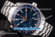 Omega Seamaster Planet Ocean 600M GMT Good Planet Clone Omega 8605 Automatic Stainless Steel Case/Bracelet with Stick Markers and Blue Dial (BP)