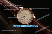 IWC Portuguese Automatic Clone IWC 52010 Automatic Rose Gold Case with White Dial and Brown Leather Strap - (AAAF)