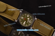 Bell & Ross BR03-92 Military Type Asia 2813 Automatic PVD Case with Black Dial and Green Nylon Strap - ETA Coating