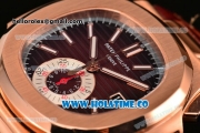 Patek Philippe Nautilus Chrono Swiss Valjoux 7750 Automatic Rose Gold Case with Stick Markers and Brown Dial - 1:1 Original (BP)