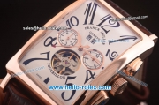 Franck Muller Long Island Tourbillon Automatic Movement Rose Gold Case with White Dial and Black Numeral Markers