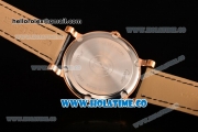 Cartier Rotonde De Miyota Quartz Rose Gold Case with Rose Gold Dial Diamonds Bezel and Roman Numeral Markers