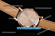 Cartier Rotonde De Miyota Quartz Rose Gold Case with Rose Gold Dial Diamonds Bezel and Roman Numeral Markers