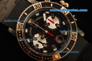 Ulysse Nardin Marine Chronograph Swiss Valjoux 7750 Automatic Movement PVD Case with Black Dial and Black Rubber Strap