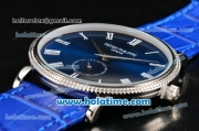 Patek Philippe Calatrava Miyota Quartz Steel Case with Roman Numeral Markers and Blue Dial