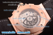 Hublot Big Bang Swiss Valjoux 7750 Automatic Rose Gold Case with Black Dial and Black Rubber Strap