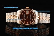 Rolex Datejust Oyster Perpetual Automatic Movement Steel Case with Brown Dial and Rose Gold Bezel-Two Tone Strap