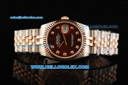 Rolex Datejust Oyster Perpetual Automatic Movement Steel Case with Brown Dial and Rose Gold Bezel-Two Tone Strap