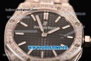 Audemars Piguet Royal Oak 33MM Miyota Quartz Diamonds/Steel Case with Black Dial Stick Markers and Diamonds Bezel (EF)