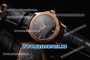 Patek Philippe Calatrava Miyota 9015 Automatic Rose Gold Case with Black Dial and Diamonds Markers Black Leather Strap