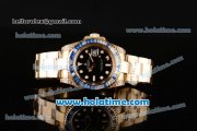 Rolex GMT Master II Asia 2813 Automatic Yellow Gold/Diamond Case with White Dot Markers and Diamond Bezel - ETA Coating