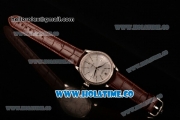 Rolex Cellini Asia Automatic Steel Case with Stick Markers Silver Dial and Brown Leather Strap - Diamonds Bezel