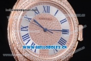 Cartier Cle de Cartier Asia ST16 Automatic Rose Gold/Diamonds Case with Brown Leather Strap and Diamonds Dial Roman Numeral Markers