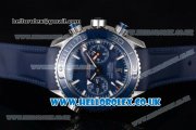 Omega Seamaster Planet Ocean 600M Co-Axial Chronograph Clone Omega 9300 Automatic Steel Case with Blue Dial Stick Markers and Blue Rubber Strap (EF)