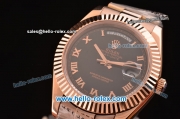 Rolex Day-Date II Swiss ETA 2836 Automatic Rose Gold Case with Rose Gold Markers and Black Dial