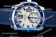 Cartier Calibre de Cartier Diver Swiss ETA 2824 Automatic Steel Case White Dial With Roman Numeral Markers Blue Rubber Strap