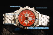 Breitling Chronomat B01 Chronograph Quartz Movement Full Steel with Orange Dial and Stick Markers