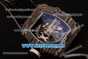 Richard Mille RM 055 Miyota 9015 Automatic Carbon Fiber Case with Skeleton Dial and White Nylon/Leather Strap
