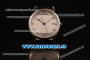 Breguet Classique Miyota 9015 Automatic Steel Case with White Dial and Black Leather Strap Steel Bezel - (AAAF)