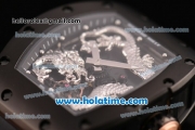 Richard Mille Tourbillon RM 057 Dragon Swiss ETA 2824 Automatic PVD Case with Black Rubber Strap and Silver Dragon Dial - 1:1 Original