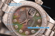 Rolex Datejust Lady 2813 Automatic Steel Case with Grey MOP Dial Diamond Bezel ETA Coating