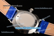 Patek Philippe Calatrava Miyota Quartz Steel Case with Silver Stick Markers and Blue Dial