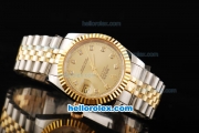 Rolex Datejust Automatic Movement Gold Dial with Diamond Markers and Gold Bezel-18K Gold Never Fade