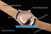 Rolex Cellini Asia 2813 Automatic Steel Case with Silver Dial Black Leather Strap and Stick Markers (BP)