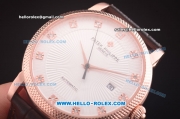 Patek Philippe Swiss ETA 2824 Automatic Rose Gold Case with White Dial and Brown Leather Strap