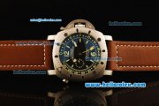 Panerai Pam 193 Luminor Submersible Automatic Movement Steel Case with Green Markers and Brown Leather Strap Panerai Pam 193 Luminor Submersible Automatic Movement Steel Case with Green Markers and Brown Leather Strap