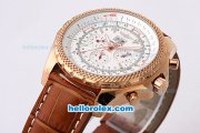 Breitling For Bentley Automatic Movement 6.75 Gig Date Rose Gold Bezel and Case with White Dial