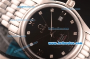 Omega De Ville Prestige Automatic Full Steel with Black Dial and Diamond Markers