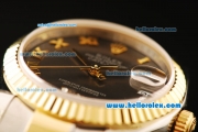 Rolex Datejust Automatic Movement ETA Coating Case with Chocolate Dial and Gold Bezel-Two Tone Strap