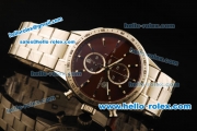 Tag Heuer Carrera Chronograph Miyota Quartz Movement Full Steel with Brown Dial and Stick Markers-7750 Coating Case