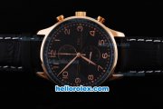 IWC Portuguese Chronograph Swiss Valjoux 7750 Automatic Movement Rose Gold Case with Black Dial
