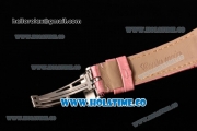 Audemars Piguet Royal Oak Lady Swiss Quartz Steel Case with Pink Leather Strap White Dial and Stick Markers