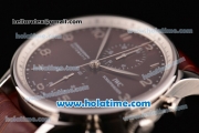 IWC Portuguese Chrono Swiss Valjoux 7750 Automatic Steel Case with Brown Leather Strap and Silver Numeral Markers