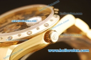 Rolex Datejust Swiss ETA 2836 Automatic Full Yellow Gold with Diamonds Bezel and Grey MOP Dial