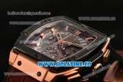 Hublot MP-06 Senna Chrono Miyota OS20 Quartz Rose Gold Case with Skeleton Dial PVD Bezel and Brown Leather Strap