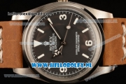 Rolex Explorer Tiffany & Co Steel Case 2813 Auto with Black Dial and Brown Nylon Strap