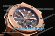 Hublot Big Bang Chronograph Swiss Valjoux 7750 Automatic Rose Gold Case with Carbon Fiber Dial and Black Rubber Strap (YF)