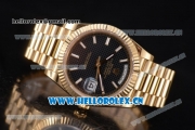 Rolex Day Date II Swiss ETA 2836 Automatic Yellow Gold Case/Bracelet with Black Dial and Stick Markers (BP)