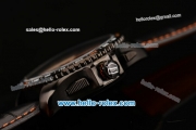 Tag Heuer Grand Carrera Calibre 36 RS Caliper Chrono Miyota OS20 Quartz PVD Case with Black Leather Strap Orange Second Hand and Black Dial - 7750 Coating