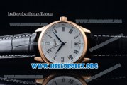 Longines Master Swiss ETA 2824 Automatic Rose Gold Case with White Dial and Black Leather Strap (AAAF)