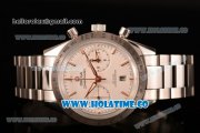 Omega Speedmaster '57 Co-Axial Chronograph Clone Omega 9301 Automatic Steel Case/Bracelet with Rose Gold Stick Markers and White Dial (EF)